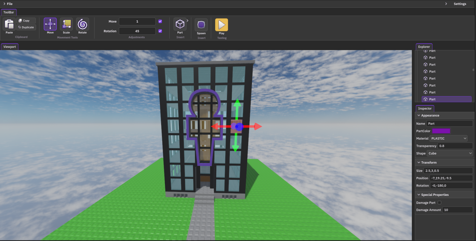 Untitled Sandbox editor showing item properties and asset controls